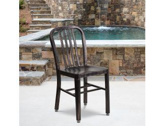 Black-Gold Metal Indoor-Outdoor Chair - Kitchen Chair - Restaurant Seating
