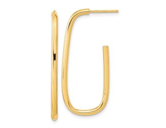 14K Polished J-Hoop Earrings