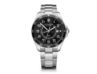 Fieldforce Classic Gmt, 42mm, Black Bezel, Black Dial, Silver Stainless Steel Bracelet