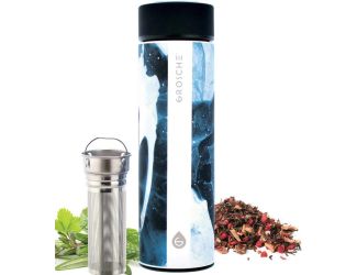 Chicago Double Walled S.Steel infuser tea tumbler - Dark Marble