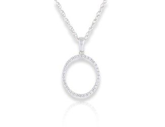 PARIKHS Initial Pendant Alphabet 'O' in CZ with chain in 925 Sterling Silver
