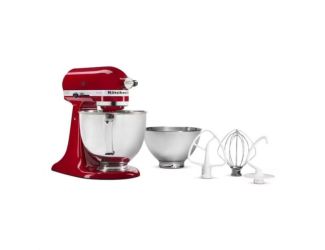 Value Bundle Artisan Series 5 Quart Tilt-Head Stand Mixer in Red with additional 3 Quart bowl