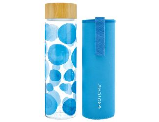 Venice Glass Water Bottle - Blue Water Color - 650ml 22 fl oz