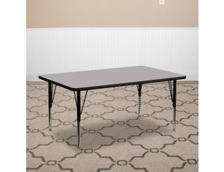 30"W x 72"L Rectangular Grey Thermal Laminate Adjustable Activity Table