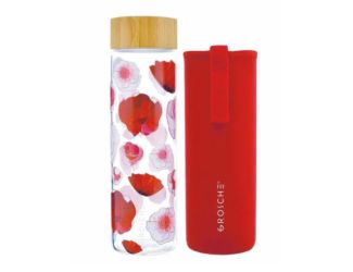 Venice Glass Water Bottle - Red Poppy - 650ml 22 fl oz