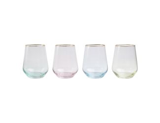 Rainbow 4-Piece Stemless Wine Glasses