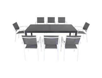 Naples 9-Piece Dining Set in Gray/White