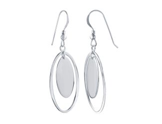 PARIKHS Rhodium Plated Oval Dangling Hook Earring in 925 Sterling Silver