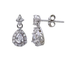 PARIKHS Rhodium Plated Mini Teardrop Earring with CZ in 925 Sterling Silver