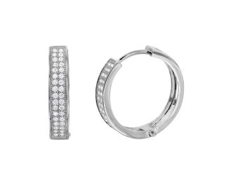 PARIKHS Rhodium Plated CZ Huggie Earring in 925 Sterling Silver