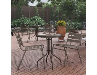 23.75" Round Tempered Glass Metal Table with Smooth Ripple Design Top - Bronze