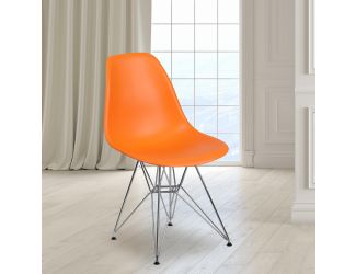 Orange Plastic Chair w/Chrome Base - Hospitality Seating - Accent and Side Chair