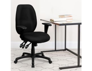 High Back Black Fabric Multifunction Ergonomic Office Chair with Adjustable Arms