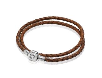 Braided Dbl Leather Bracelet Size 13.8"