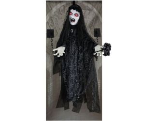 Animatronic Demon Widow Door Greeter with Lights and Sound, Indoor/Covered Outdoor Halloween Decorat