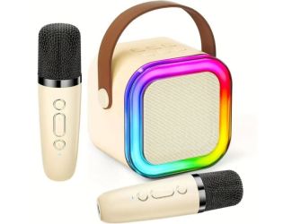 Mini Portable Karaoke Bluetooth Speaker with 2 Microphones