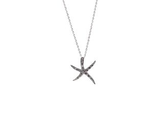 Silver CZ encrusted Star Fish Pendant Necklace