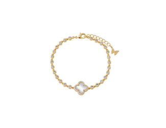 Four-Leaf Clover Pave CZ Bracelet Size 7"