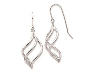 14K White Gold Swirl Dangle Earrings