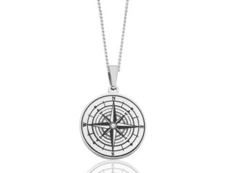 Joyful Sentiments Nautical Compass CZ Pendant Necklace