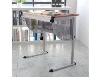 Adjustable Drawing and Drafting Table with Pewter Frame and Lower Supply Tray
