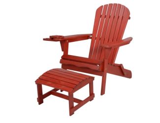 Blizzard - Foldable Adirondack Chair w/Cup Holder & Ottoman - Red