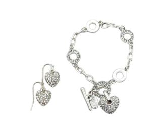 Pave Heart Bracelet and Earring Set