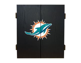 Miami Dolphins Fan's Choice Dartboard Cabinet Set