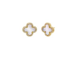 Pave Four-Leaf Clover Stud Earrings Size 12MM