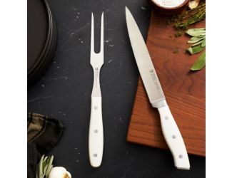Foreged Accent 2pc Carving Set White