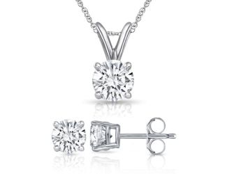 Bright White Round Lab Grown Diamond Prime Set in 10K White Gold 0.45ct, Color-FG, Clarity-SI2 I1