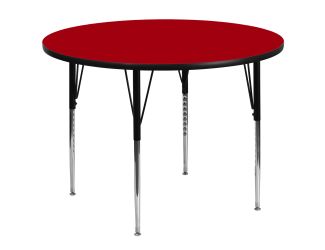 60" Round Red Thermal Laminate Activity Table - Standard Height Adjustable Legs
