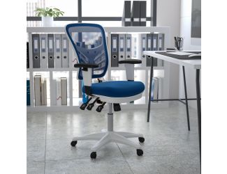 Mid-Back Blue Mesh/White FrameMultifunction Ergonomic Office Chair with Arms