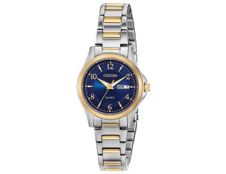 Ladies' Quartz Watch, Two-tone with Blue Dial