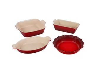 4pc Heritage Stoneware Bakeware Set Cerise