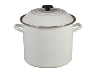 10qt Enamel on Steel Covered Stockpot White
