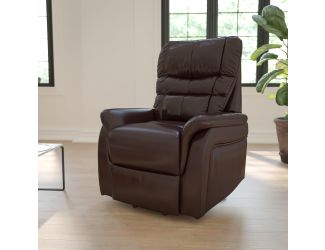 Brown LeatherSoft Remote Powered Lift Recliner for Elderly - Medical Furniture