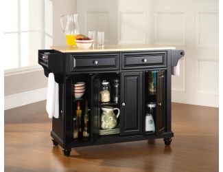 Cambridge Natural Wood Top Kitchen Island (Black)