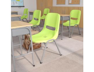 Green Ergonomic Shell Student Stack Chair - Classroom Chair / Office Guest Chair