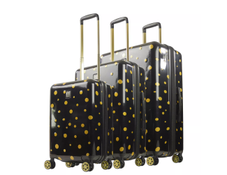 Ful Impulse Mixed Dots Hardside Spinner Luggage 3pc set, Black