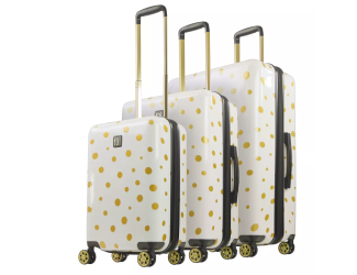 Ful Impulse Mixed Dots Hardside Spinner Luggage 3pc set, White