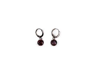 Round Cut Crystal Solitaire Earrings in Red Ruby