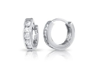 PARIKHS Rhodium Plated 10mm Hoop Earring in 925 Sterling Silver