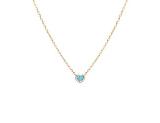 Mini Pave Gemstone Pendant Necklace Size 17"