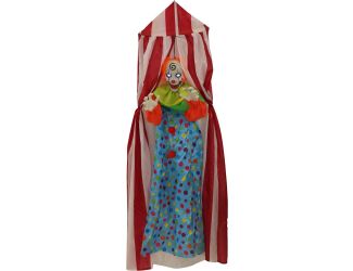 Life-Size Clown Prop with Tent with Lights and Sound, Indoor or Covered Outdoor Halloween Decoration