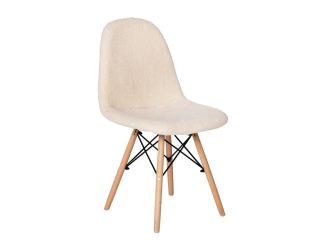 Zula Off-White Modern Armless Faux Sherpa Chair