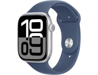 Apple Watch Series 10 GPS 46mm Silver Aluminum Case with Denim Sport Band - S/M