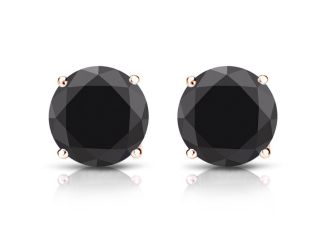 PARIKHS Black Round Diamond Stud in 10K Rose Gold, 0.15ct