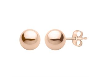 PARIKHS Rose Gold Plated Silver Ball Earrings High Polished 5MM in 925 Sterling Silver with backs