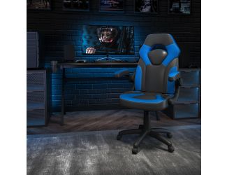 High Back Black/Blue Racing Style Ergonomic Gaming Chair with Flip-Up Arms